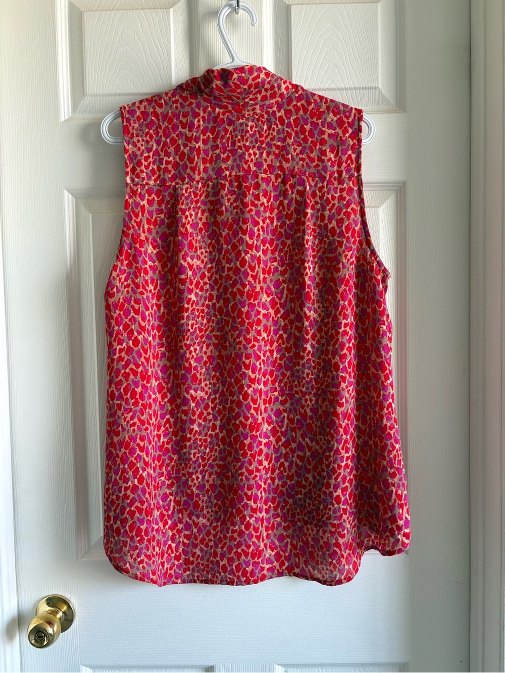 CAbi Sleeveless Button-Front Blouse in Red and Pink Print - Picture 2 of 2